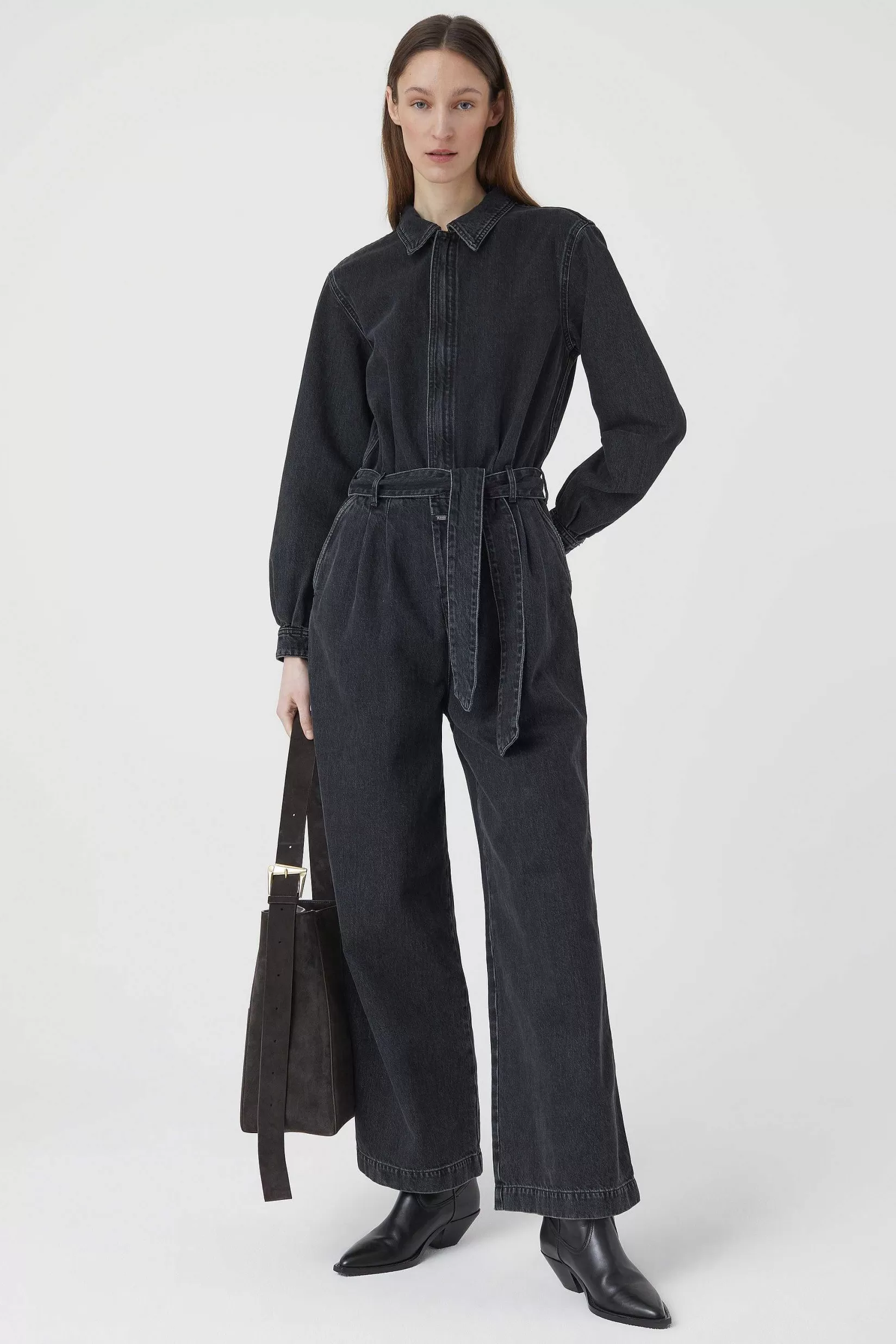 Shop CLOSED Denim Jumpsuit Donker Grijs