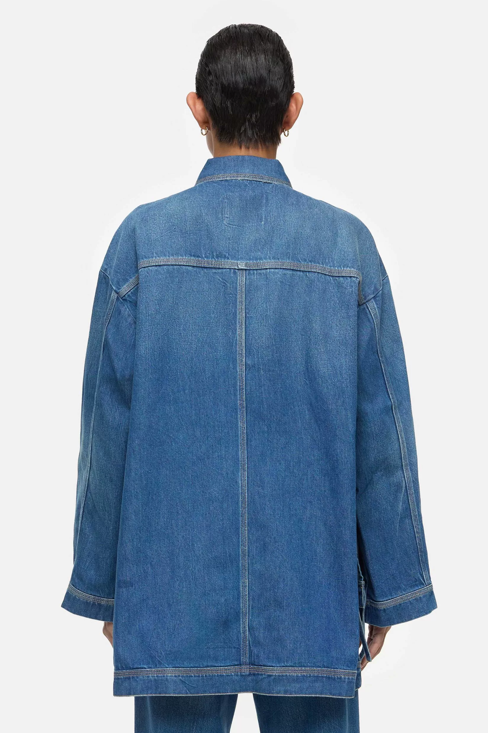 Shop CLOSED Denim Overshirt Midden Blauw