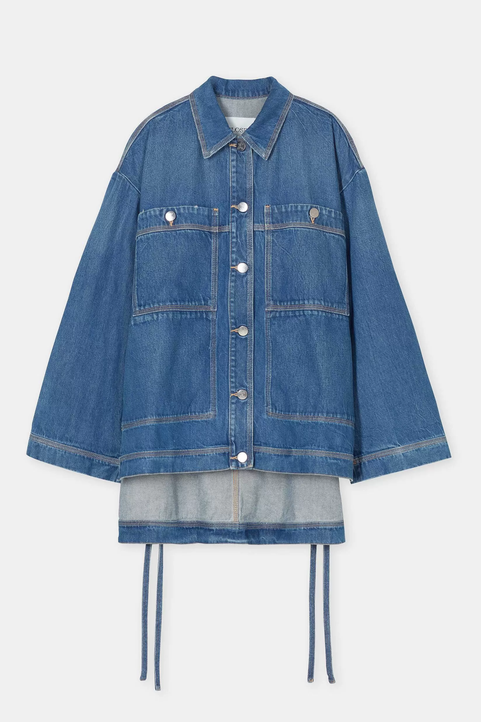 Shop CLOSED Denim Overshirt Midden Blauw