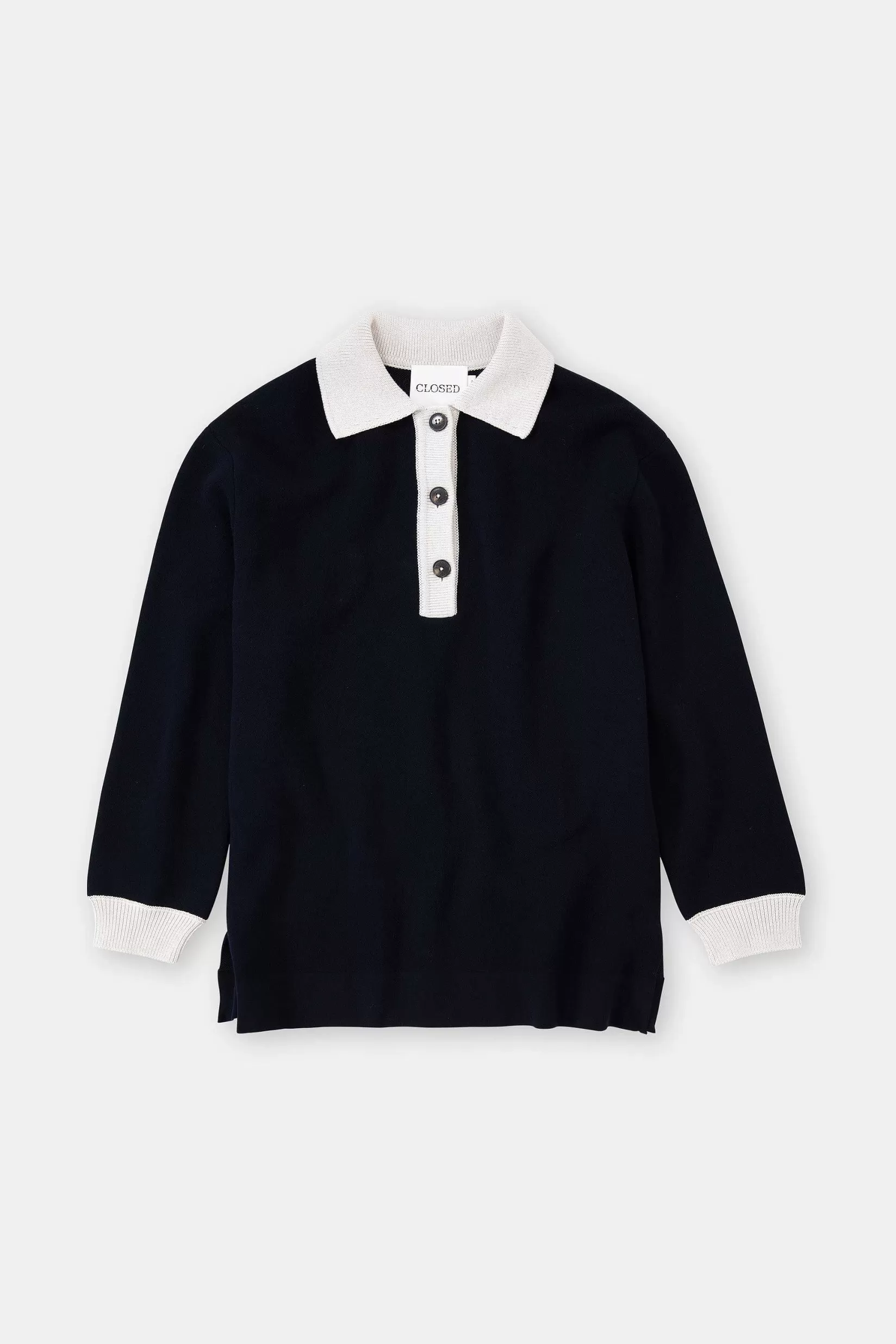 Cheap CLOSED Poloshirt In Tweekleurige Look Donkere Nacht