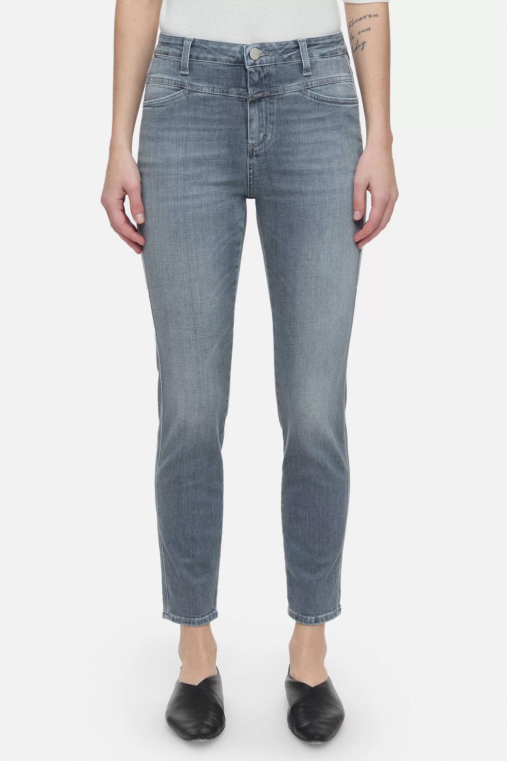 Cheap CLOSED Skinny Pusher In Denimstijl Midden Grijs