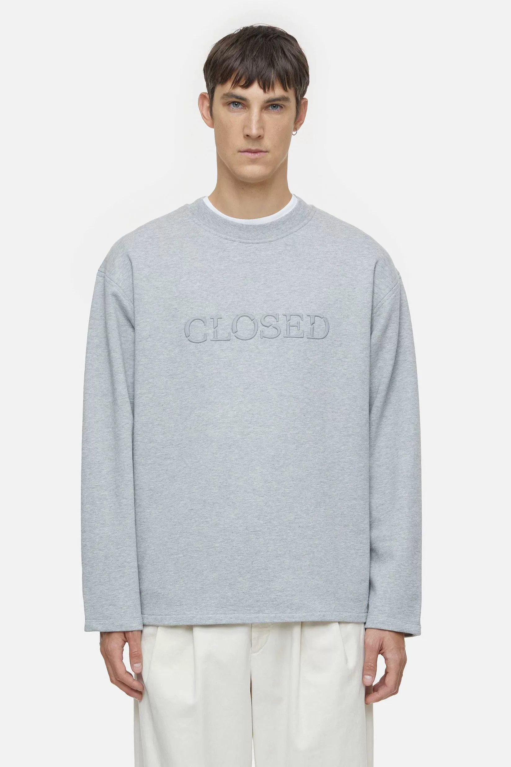 Cheap CLOSED Sweatshirt Met Logo Lichtgrijs Gemeleerd