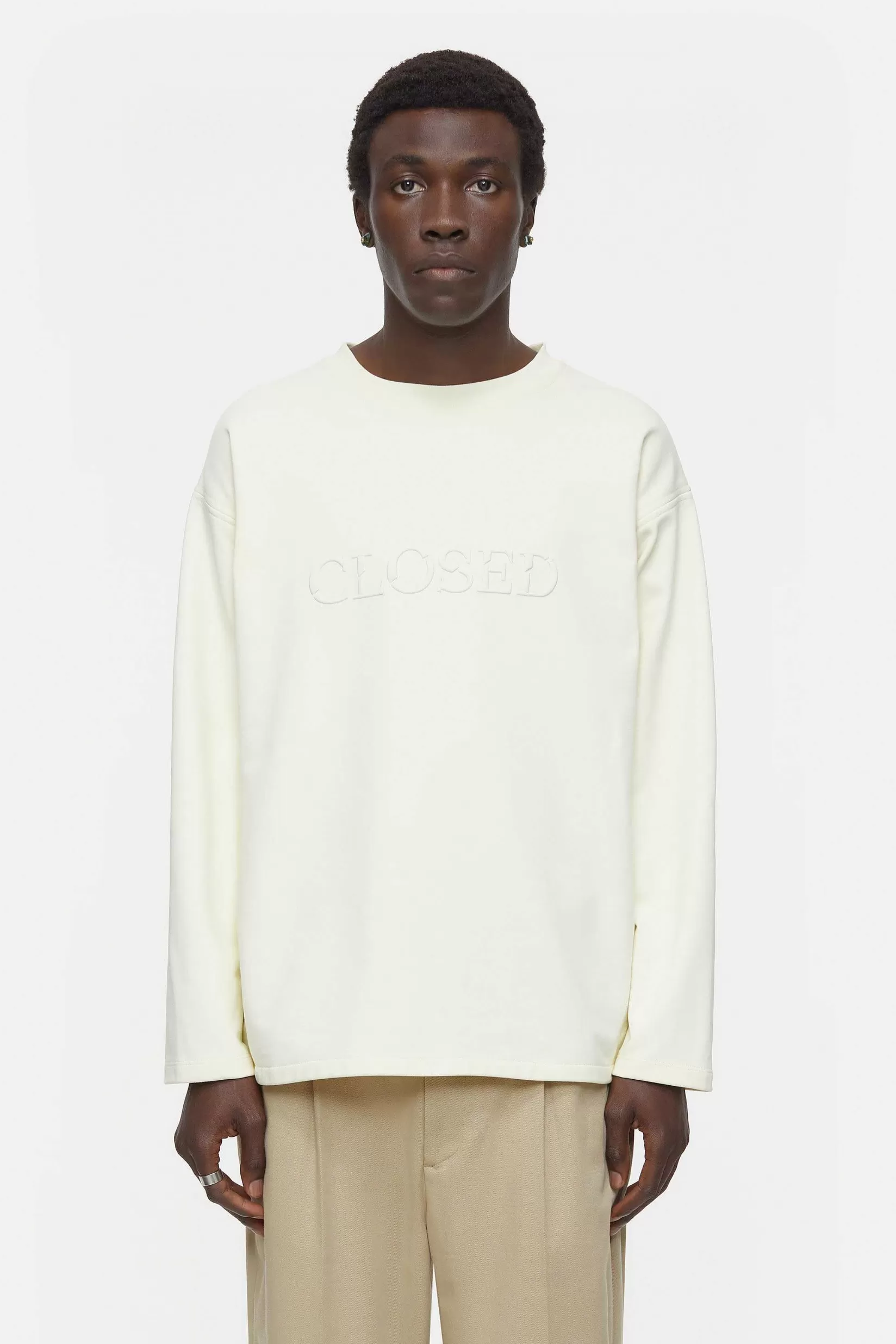 Fashion CLOSED Sweatshirt Met Logo Vanille Creme